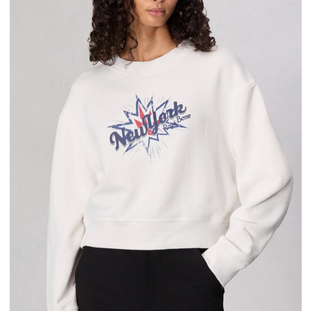 NEW Rag & Bone Sweatshirt New York America Ivory Red Blue XS